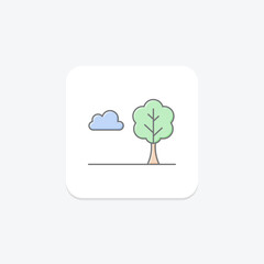 Tree Beside Field, vector, pixel perfect, illustrator file