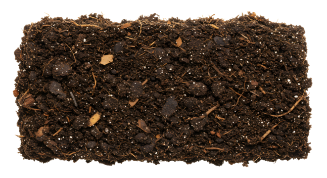 Humus soil pile isolated against a white background for gardening or agricultural use
