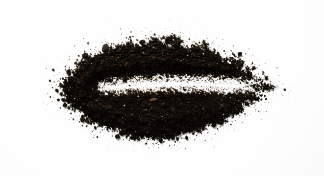 Humus soil pile isolated on white background showcasing rich organic material and texture