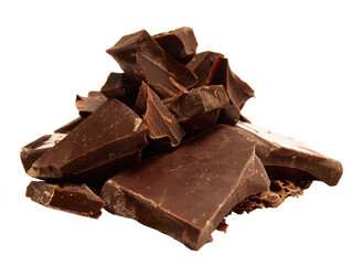 Chocolate pieces isolated on white background
