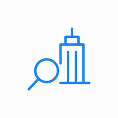 search building blue icon sign vector