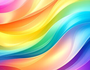 Elegant rainbow waves background with flowing curves and silk texture