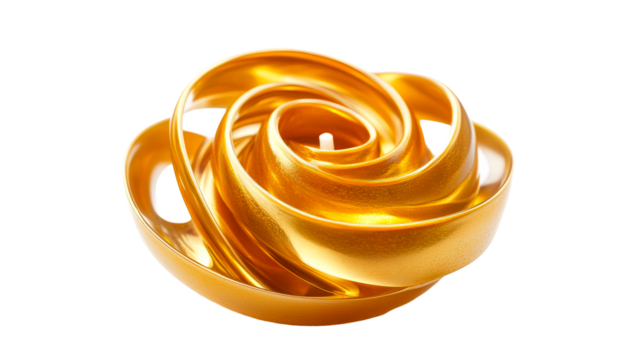 Golden Swirl Abstract Shape, Smooth Metal Texture, Elegant Form, cut out transparent - Powered by Adobe