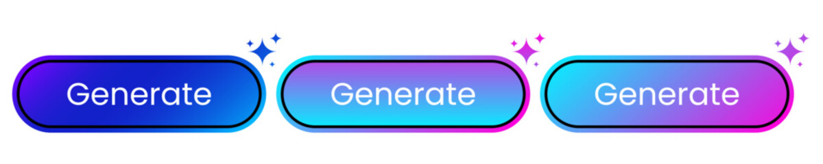 generate button and icon set for the ui design , button, ai, generate image, generate picture, modern design