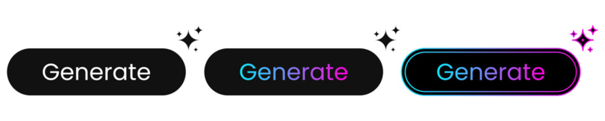 generate button and icon set for the ui design , button, ai, generate image, generate picture, modern design
