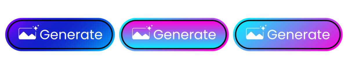 generate button and icon set for the ui design , button, ai, generate image, generate picture, modern design