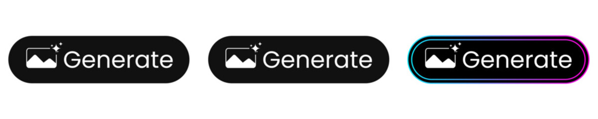 generate button and icon set for the ui design , button, ai, generate image, generate picture, modern design