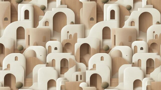 Abstract Mediterranean Village Loop Animation Background
