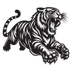 Artistic tiger silhouette vector perfect for creative design formats – tiger silhouette – tiger vector – tiger illustration – silhouette of tiger

