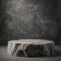 Dark stone pedestal against a textured wall (1)