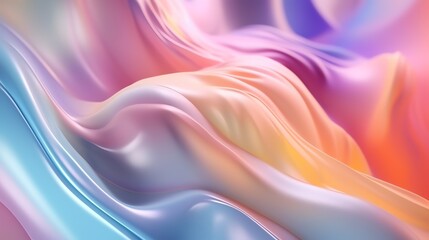 Obraz premium Ethereal unicorn gradient in soft pastel rainbow hues, blending with liquid shimmer for ultra-realistic 8K wallpaper. Dreamy, abstract, and magical!