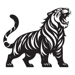 Powerful tiger silhouette vector perfect for modern design projects – tiger silhouette – tiger vector – tiger illustration – silhouette of tiger

