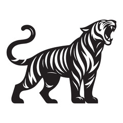 Obraz premium Fierce tiger silhouette vector designed for bold brand visuals – tiger silhouette – tiger vector – tiger illustration – silhouette of tiger