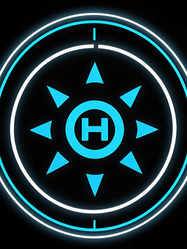 hydrogen energy, HO2 animation icon with arrows.4K motion animation.HO2 Icon Isolated on Black Background. Artistic hydrogen peroxide with circle icon  looping animation.