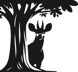 Okapi animal silhouette vector
