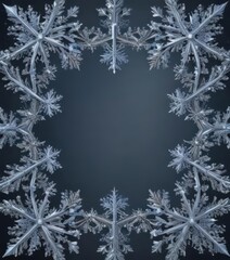 Intricate blue & silver snowflake frame  Ideal for winter themed projects , january, festive