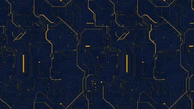 Seamless Blue and Gold Circuit Board Looped Animation Background