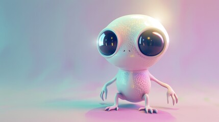 Fototapeta premium Playful, digital rendering of a cute alien creature.
