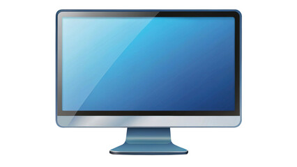 A modern computer monitor with a blue screen and sleek design