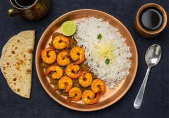 Prawn Masala (plated with rice)