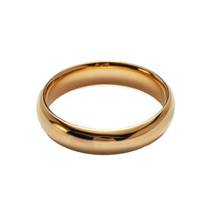Showcase a classic gold wedding band lying flat on a transparent background