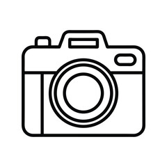 digital camera outline vector icon on white background