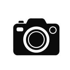 digital camera silhouette vector icon on white background