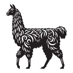 High-contrast llama silhouette vector ideal for sleek, modern visuals – llama silhouette – llama vector – llama illustration – silhouette of llama

