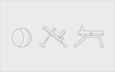 Seamless vector fitness equipment background pattern. Simple line art fitness background. Fitness equipment background. Fitness and Workout Seamless Pattern and Background with Line Icons.