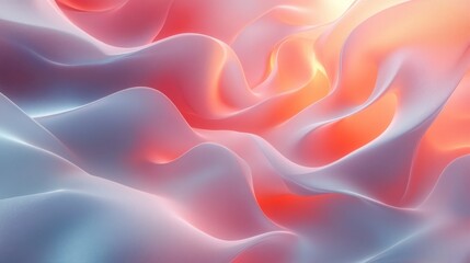 Obraz premium Abstract flowing waves of pastel pink, orange, and white.