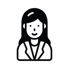 A handy glyph icon depicting female lawyer profile