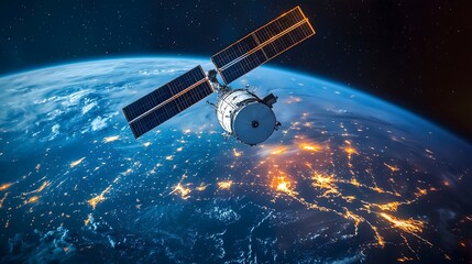 Earth from space glowing auroras