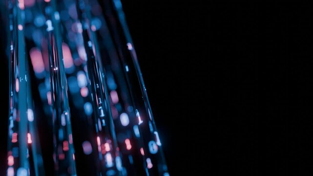 Glowing Binary Code Streams in Blue and Pink Flowing Through Dark Digital Space Representing Data Transmission and Futuristic Technology. Seamless loop