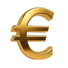 Obraz premium A beautifully rendered golden three dimensional Euro symbol with a polished metallic surface, representing global financial.