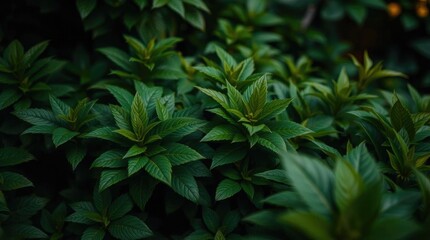 Fototapeta premium Lush Green Foliage: A Dark, Moody Botanical Study