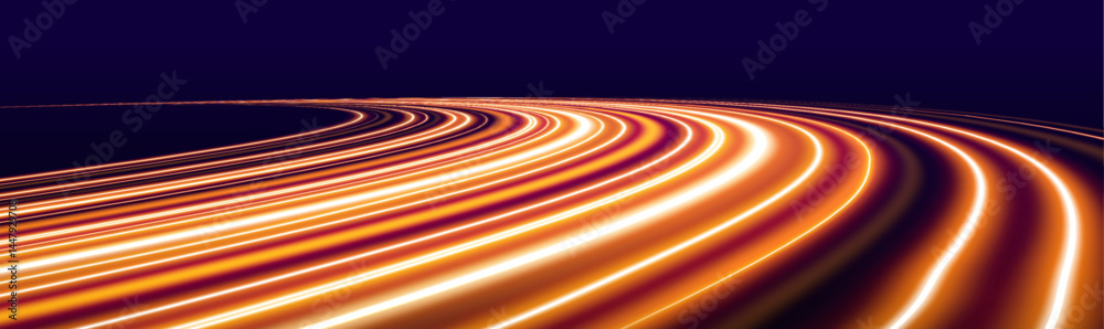 Aufkleber neon yellow color glowing lines background, high-speed light trails effect. expressway in long delay
