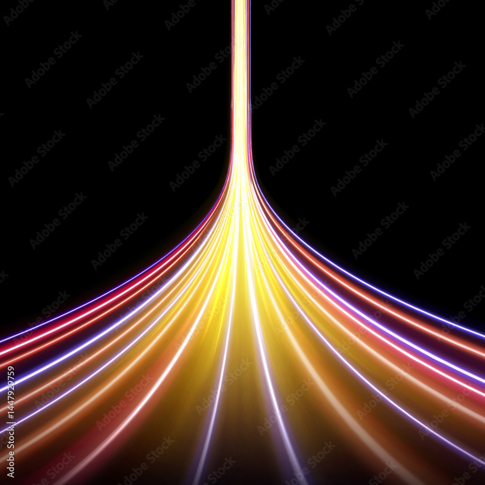 Poster light trail wave, fire path trace line, car lights, optic fiber and incandescence curve twirl. high 