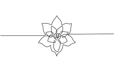 Lotus flower continuous one line drawing. Wellness concept in simple linear style. Vector illustration.