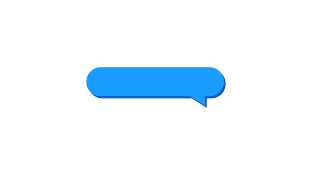 Blue message chat bubble animation on white background
