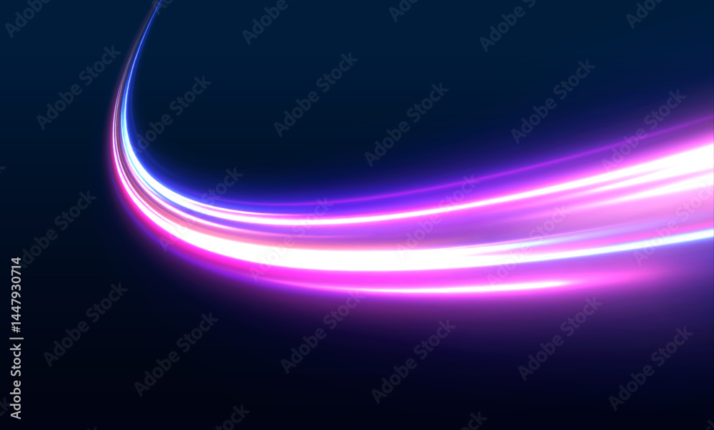 Poster Beautiful glow light flare and sparks with red and blue special effects, simulating a high-speed police line. Explosion in the universe creating a cosmic background for an event.	
