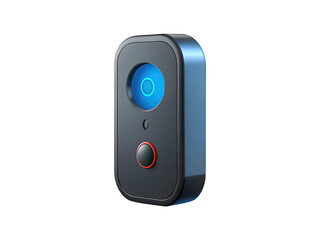 Fototapeta premium A modern black smart home device with a glowing blue light circle
