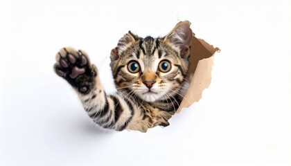 Curious Tabby Kitten Peeking Through