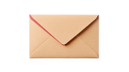 Tan envelope with a red border detail. cut out transparent
