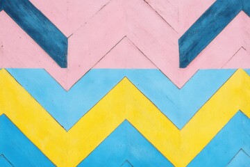 Vibrant chevron pattern in pink, blue, and yellow with a playful design suitable for backgrounds