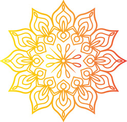 Golden floral mandala art sacred geometry design.