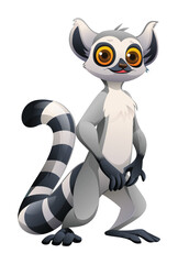 Cute lemur cartoon character. Vector illustration