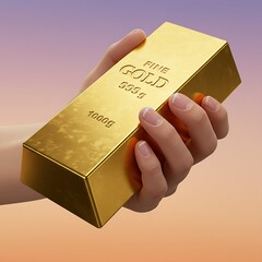 Gold bar in hand