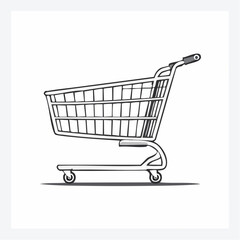 Shopping cart line art icon for apps and websites.