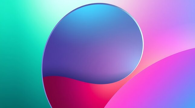 Bright, vibrant colors energize this modern flat design with its soft light and geometric balance of abstract arcs.  Diffused shadows and subtle illumination enhance the high-resolution image