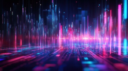 Digital neon cityscape
